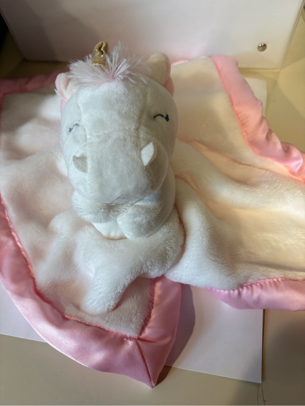 SALE! Carter's White and Pink Unicorn Lovey Plush baby security blanket